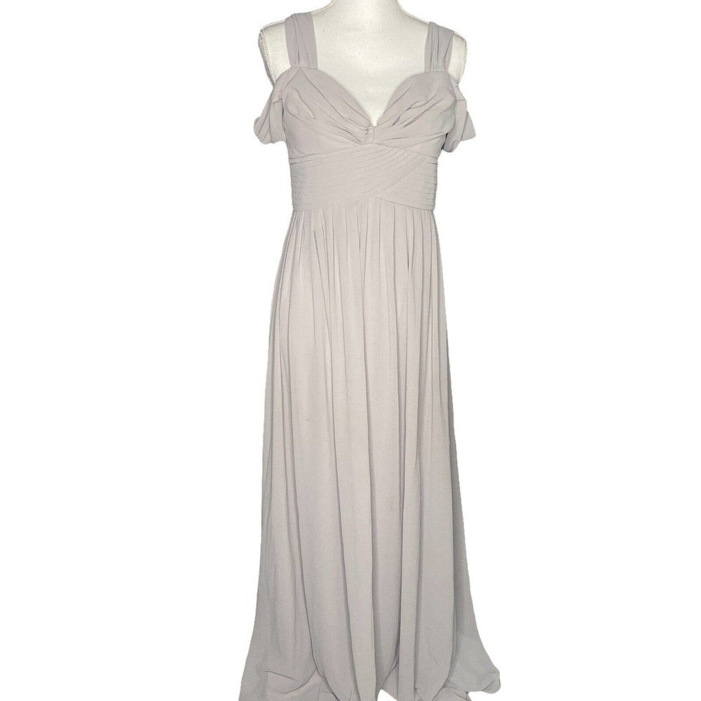 Lulus Make Me Move Grey Maxi Dress size L Womens Cold Shoulder